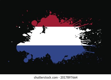 Bandera Holandesa Con Diseño De Efecto Grunge. Se utilizará para los gráficos de camisetas, la impresión, el afiche y el fondo.