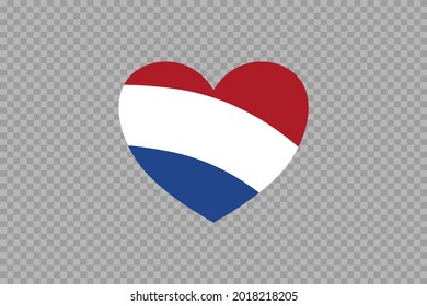Netherlands flag in heart shape isolated  on png or transparent  background,Symbols of Netherlands, template for banner,card,advertising ,promote,vector, top gold medal sport winner country