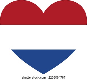 Netherlands  flag in heart shape isolated  on  transparent  background