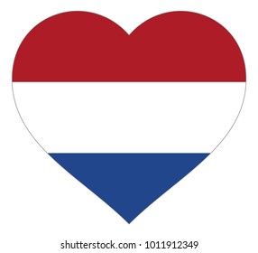 netherlands flag in heart vector illustration sign. Flag of netherlands in the shape of Heart with contrasting contour, symbol of love for his country or valentine day, patriotism.