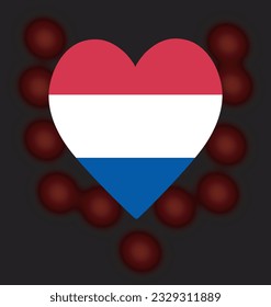 Netherlands flag heart. vector illustration solated on black background