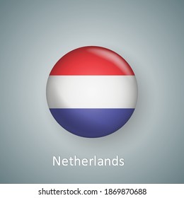 Netherlands flag icon circle 3d gradient isolated