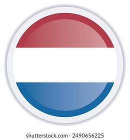 Netherlands flag icon. Circle icon with shadow underneath isolated on white background. Vector icon for mobile apps, UI and web design, EPS10