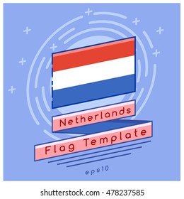 Netherlands Flag  : Flag Icon With Festive Background : Vector Illustration