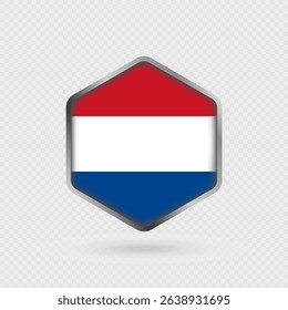 Netherlands Flag Icon in Hexagon Shape.