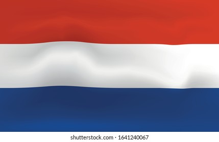 Netherlands Flag Icon and Logo. World National Isolated Flag Banner and Template. Realistic, 3D Vector illustration Art with Wave Effect.