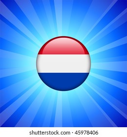 Netherlands Flag Icon on Internet Button Original Vector Illustration