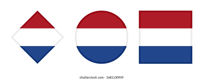 conjunto de iconos de bandera de los Países Bajos, aislados en fondo blanco