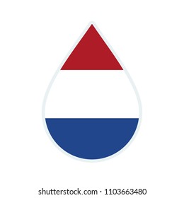Netherlands flag icon. Water icon. Drop water. Netherlands badge. Flag drop.