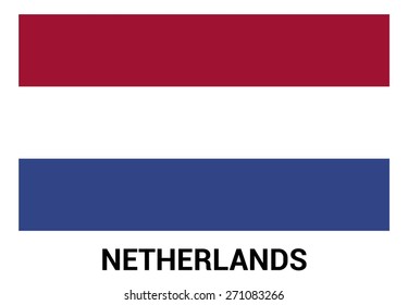 Netherlands flag isolated vector in official colors and Proportion Correctly. country's name label in bottom