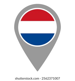 Netherlands flag location pin, flag application, Flag on Location Pin, graphic design, map pointer, vector illustration.