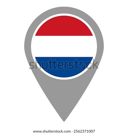 Netherlands flag location pin, flag application, Flag on Location Pin, graphic design, map pointer, vector illustration.