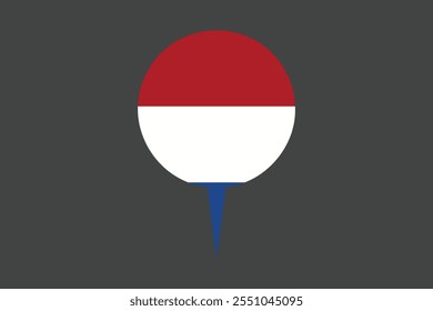 Bandera de los Países Bajos con signo de ubicación, Bandera de los Países Bajos Vector de ilustración de país, Rectángulo Países Bajos bandera ilustración, Ilustración vectorial plana
