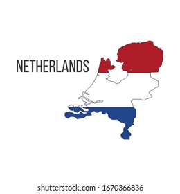Netherlands flag map. The flag of the country in the form of borders. Stock vector illustration isolated on white background.