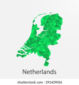 Netherlands flag map in geometric,mosaic polygonal style.Abstract tessellation,background. Vector illustration EPS10