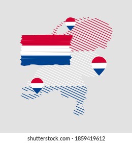Netherlands flag with map location