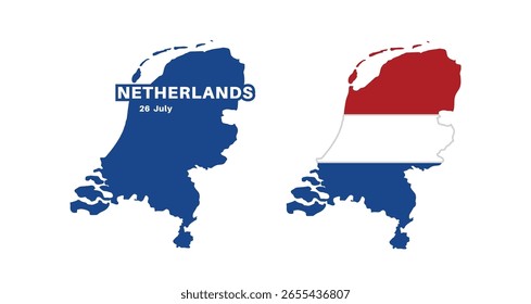netherlands flag and map set. netherlands flag in official colors and proportions., map