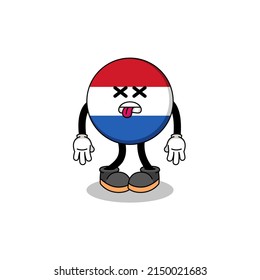 netherlands flag mascot illustration is dead , character design