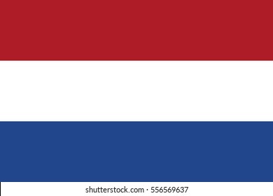 Netherlands flag, official colors and proportion. National flag of Netherlands. Vector illustration of icon with red, white and blue colors.