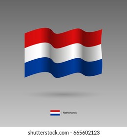 Netherlands flag. Official colors and proportion correctly. High detailed vector illustration. 3d and isometry. EPS10