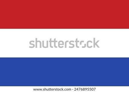 Netherlands flag, official colors and proportion correctly. National Netherlands flag. Vector illustration