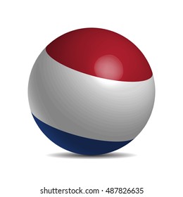 Netherlands flag on a 3d ball with shadow, vector illustration