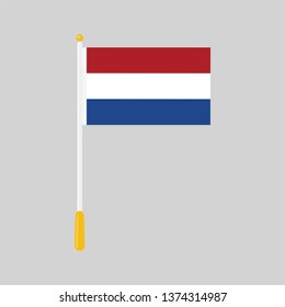 Netherlands flag on grey background, vector illustration.