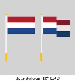 Netherlands flag on grey background, vector illustration. 