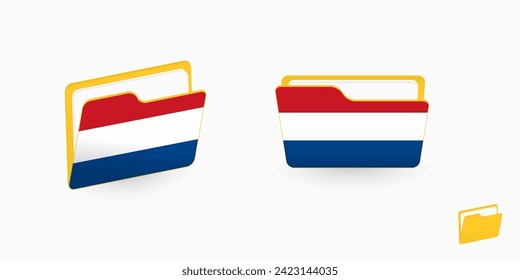 Netherlands flag on two type of folder icon. Vector illustration.