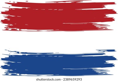 Netherlands Flag Paint Brush Strokes