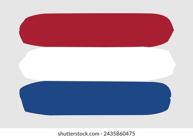 Bandera de los Países Bajos - ilustración vectorial de diseño pintado. Estilo de pincel vectorial