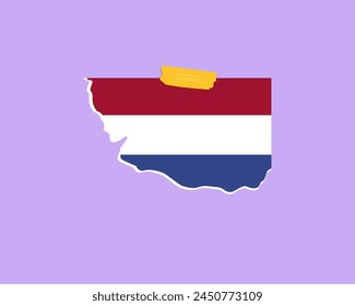 Netherlands flag paper texture, single-piece element, vector design, Netherlands flag taped on wall, decoration or celebration idea