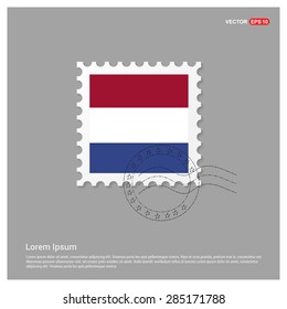 Netherlands Flag Postage Stamp on white background. Vector illustration.