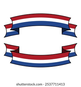 Netherlands flag ribbon. Dutch flag wavy ribbon background. Editable and scalable Vector Illustration EPS Graphic.
