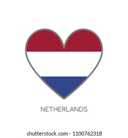 Netherlands flag romance love heart shaped vector icon