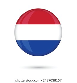 Netherlands flag. Round National flag of Netherlands official colors vector illustration isolated and editable for national day celebration on 5th may or may 5, election social media and websites