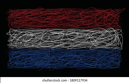 Bandera de los Países Bajos en el esbozo de garabatos.ilustración vectorial,Eps10.