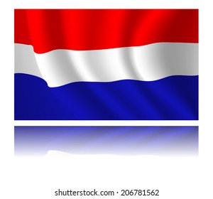 Netherlands flag with shadow in the wind illustration