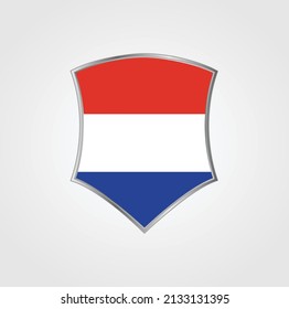 Netherlands Flag with Shield Frame. National Flag