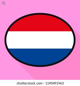 Netherlands flag speech bubble, social media communication sign, flat business oval icon.