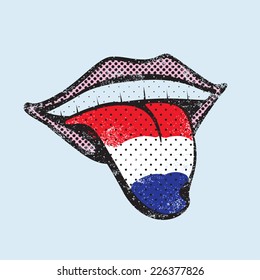 The Netherlands flag tongue. Dutch language concept. Nederland tongue.