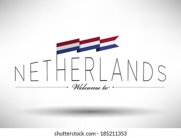 Bandeira Holandesa com Design de Tipografia