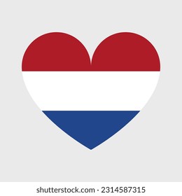 The Netherlands flag vector icons set in the shape of heart, star, circle and map. Dutch flag illustration in different geometrical shapes.