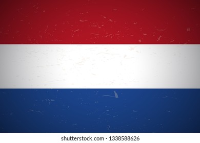 Netherlands flag. Vector illustration. Grunge background