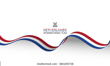 Netherlands flag wave flowing flutter banner concept with white copy space background vector illustration.