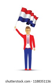 Netherlands flag waving man and woman
