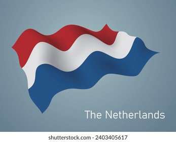 Netherlands flag, Waving on blue background, vector format is eps10 