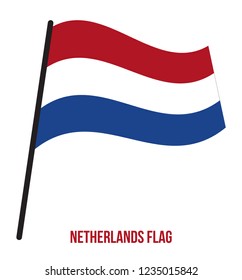 Netherlands Flag Waving Vector Illustration on White Background. Netherlands National Flag.
