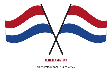 Netherlands Flag Waving Vector Illustration on White Background. Netherlands National Flag.