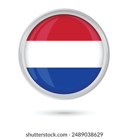 Netherlands flag.Round frame National flag of netherlands official colors vector illustration isolated  editable for national day celebration on 5th may or may 5, election social media websites